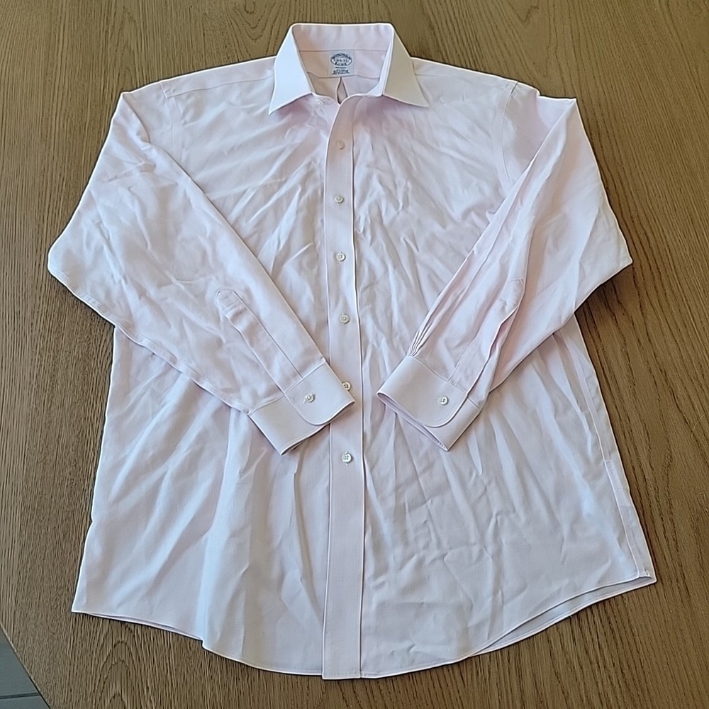 Brooks Brothers Dress Shirt Men's 16.5 33 Regent Pink Non-Iron Supima Cotton - Picture 2 of 10
